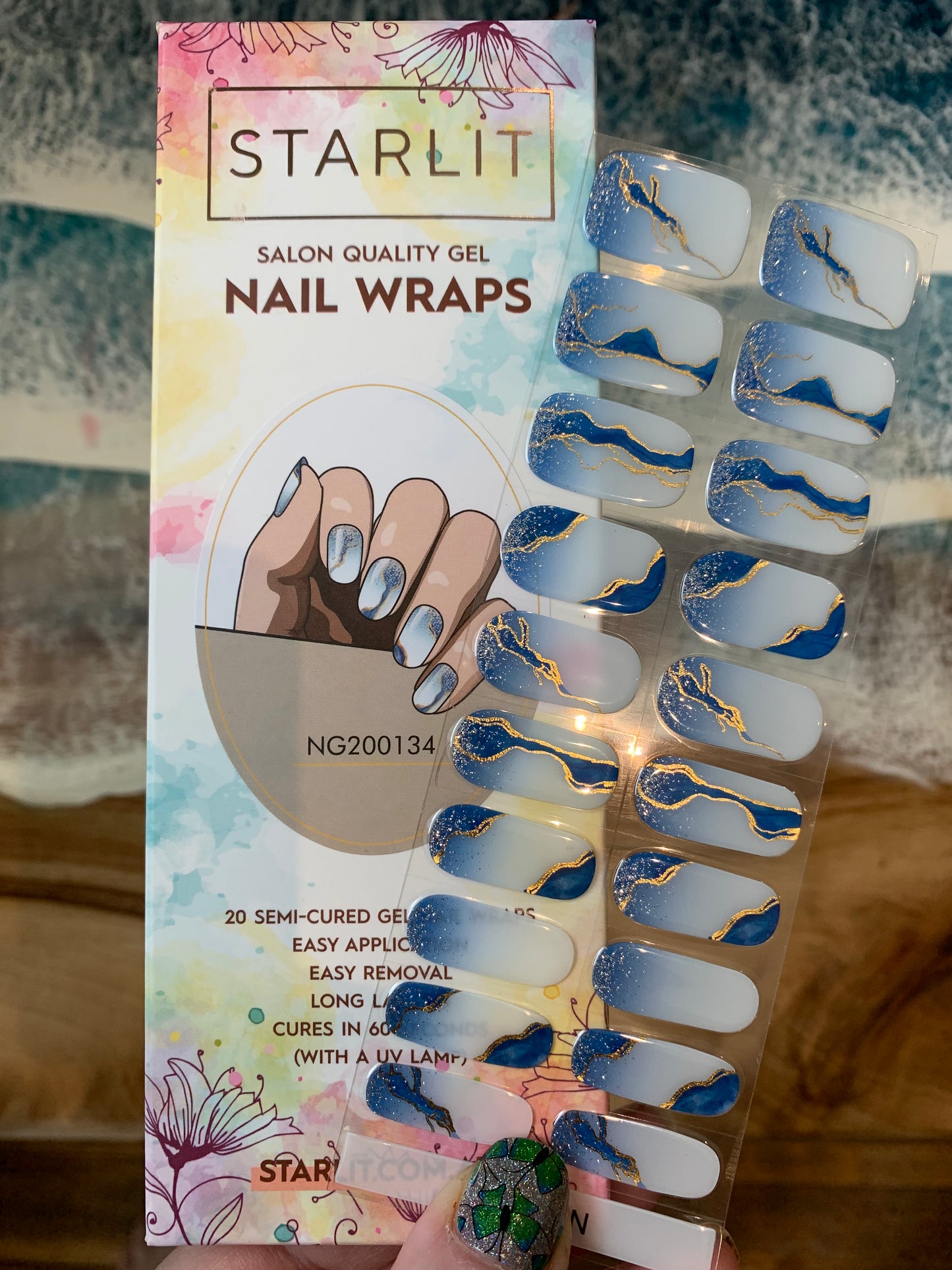 Marbled Kyanite Semi-Cured Gel Nail Wrap