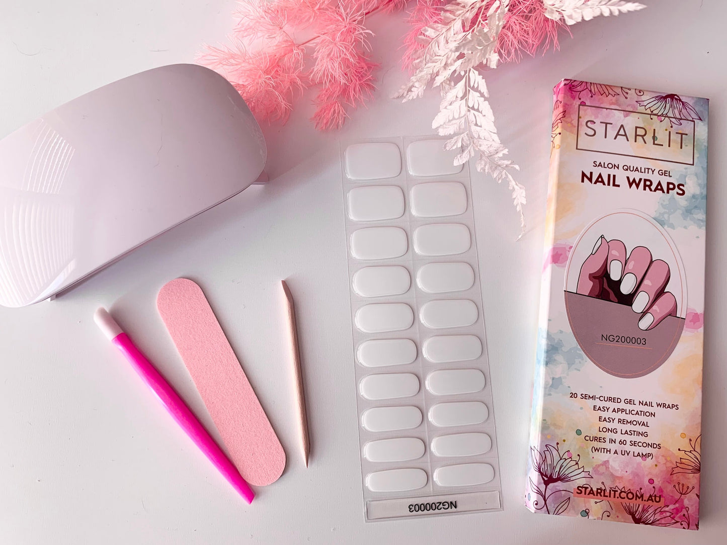 Pure White Semi-Cured Gel Nail Wrap