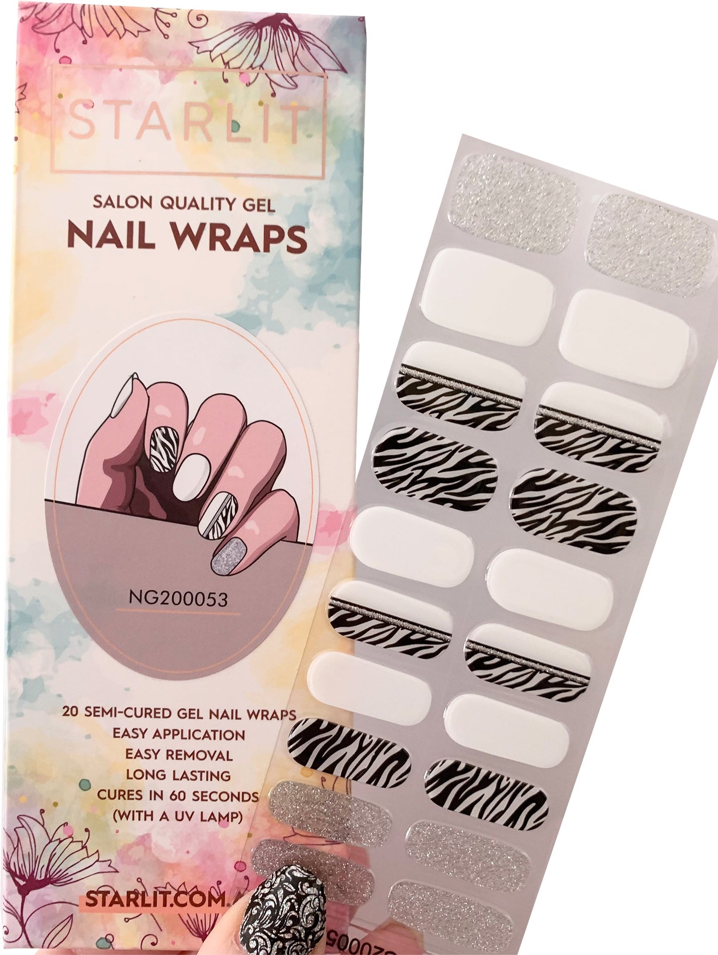 Zebra Diva Semi-Cured Gel Nail Wrap