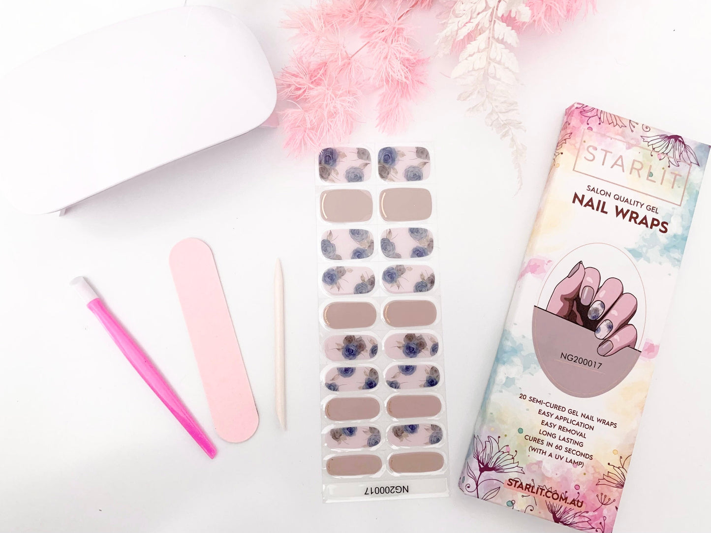 Sophisticated Floral Semi-Cured Gel Nail Wrap