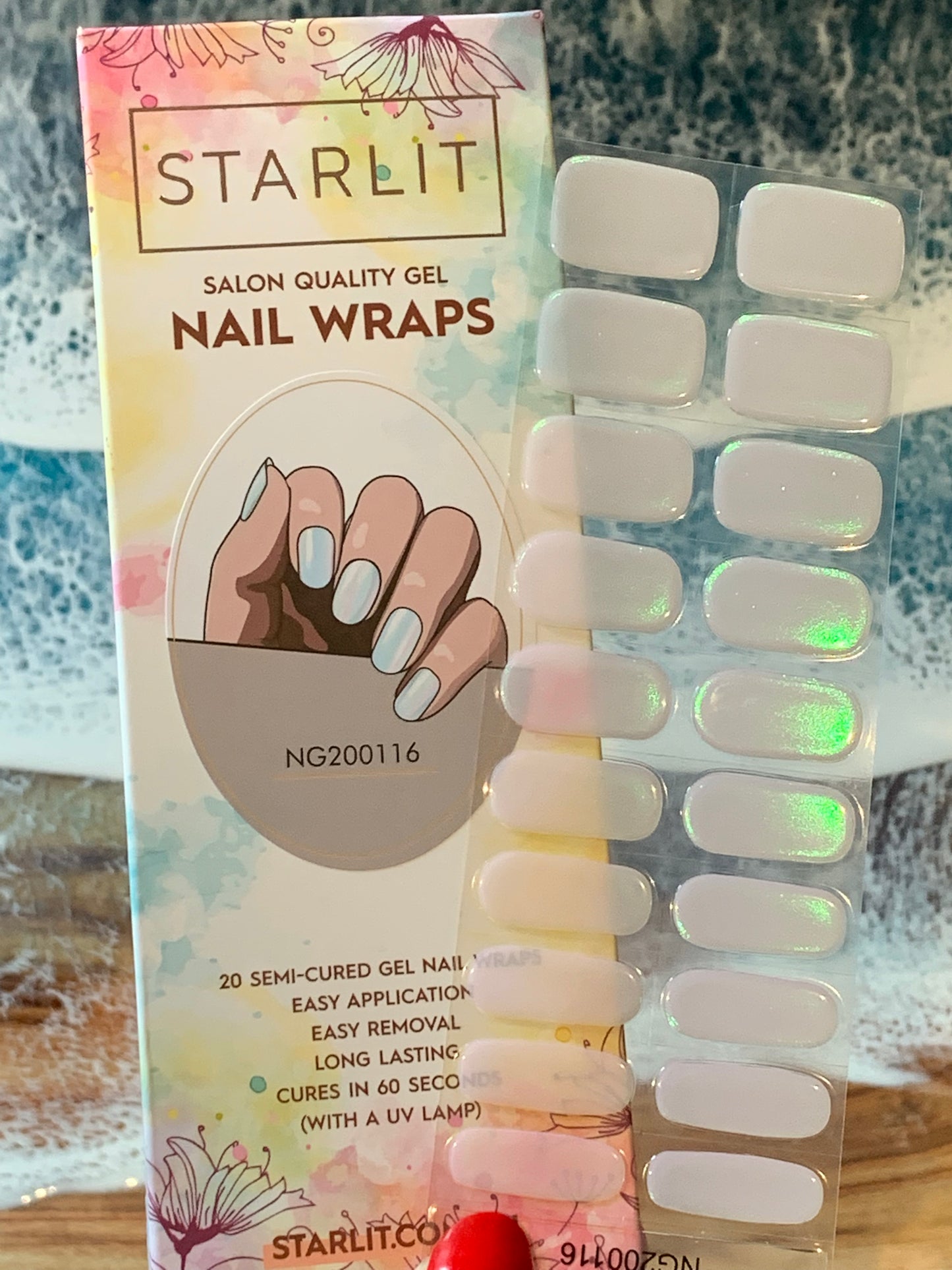 Glazed Donut Iridescent Peach to Green Semi-Cured Gel Nail Wrap
