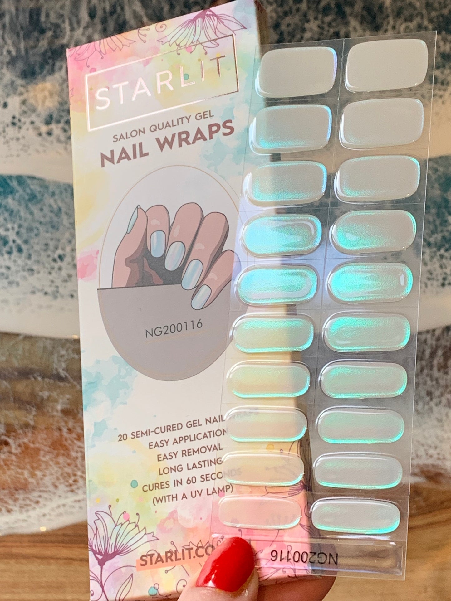Glazed Donut Iridescent Peach to Green Semi-Cured Gel Nail Wrap