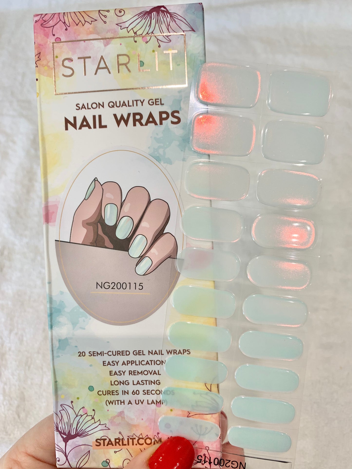 Glazed Donut Iridescent Blue to Orange/Red Semi-Cured Gel Nail Wrap