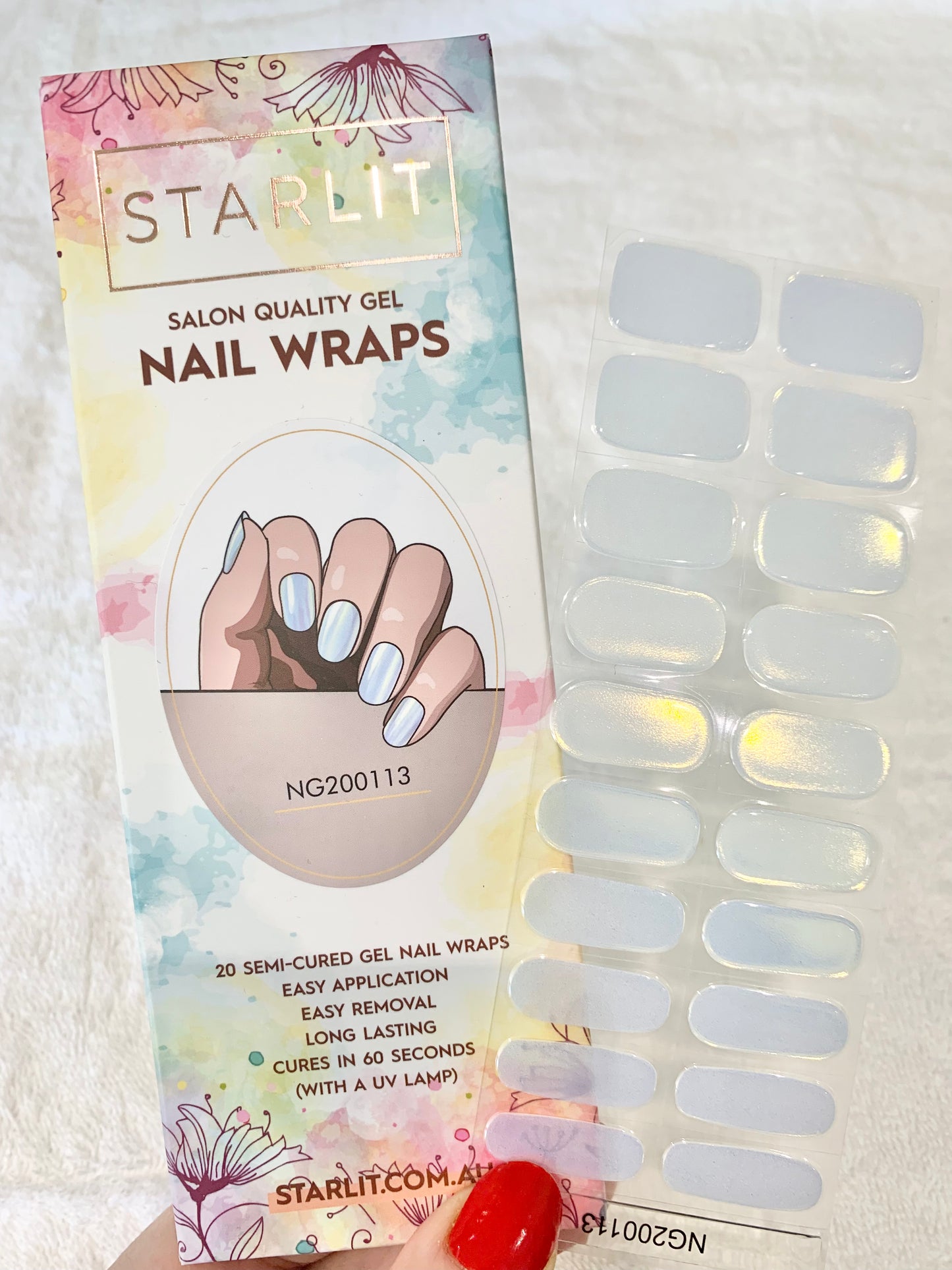 Glazed Donut Iridescent Blue to Champagne Semi-Cured Gel Nail Wrap