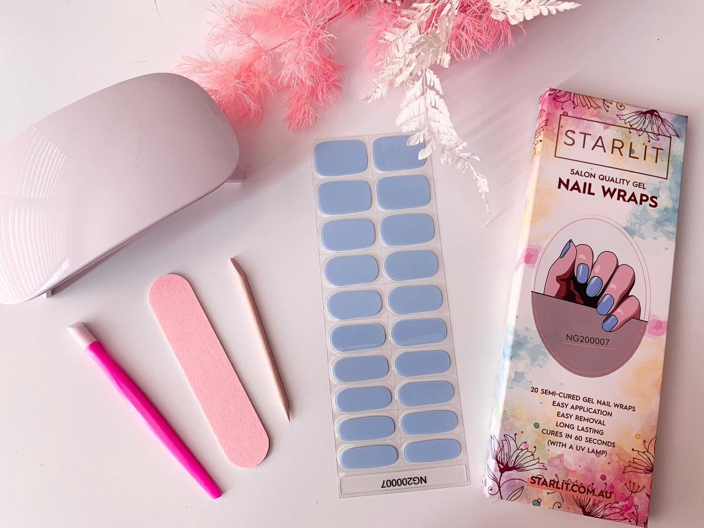 Sky Blue Semi-Cured Gel Nail Wrap