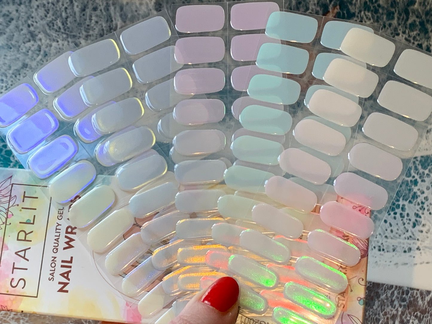 Glazed Donut Iridescent Blue to Champagne Semi-Cured Gel Nail Wrap