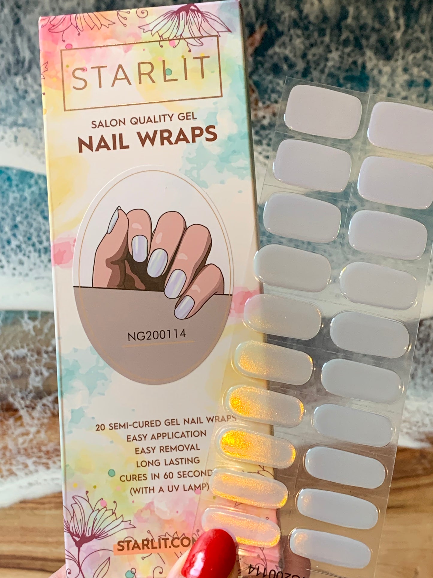 Glazed Donut Iridescent Pink to Champagne and Blue Semi-Cured Gel Nail Wrap
