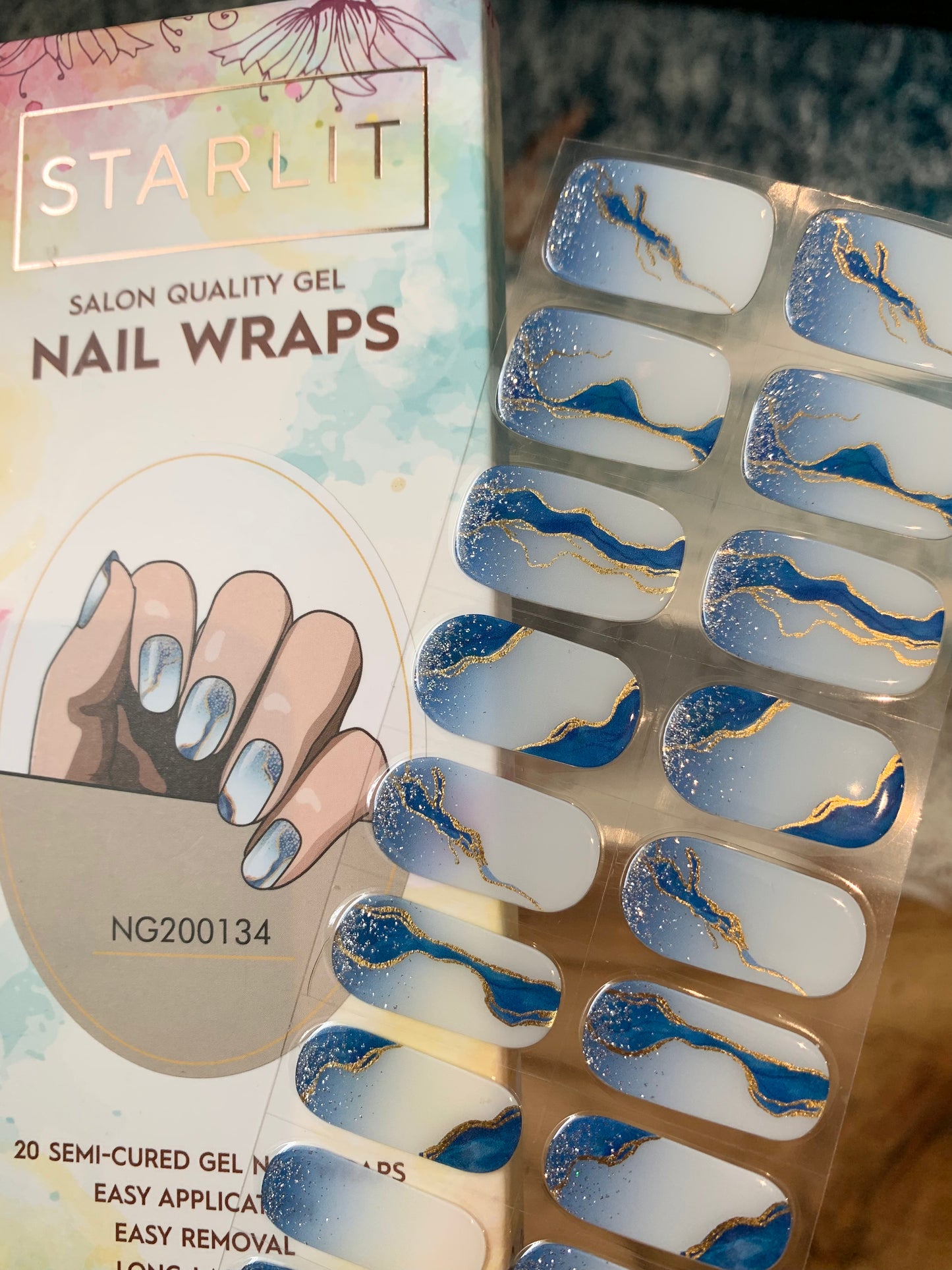 Marbled Kyanite Semi-Cured Gel Nail Wrap