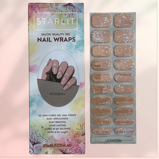 Peach Flakies Semi-Cured Gel Nail Wrap