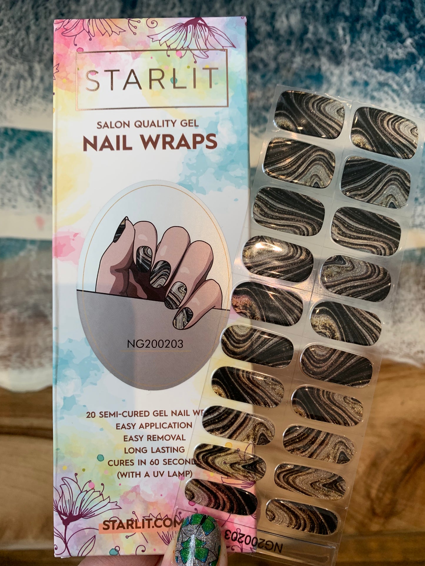 Gold Obsidian Semi-Cured Gel Nail Wrap