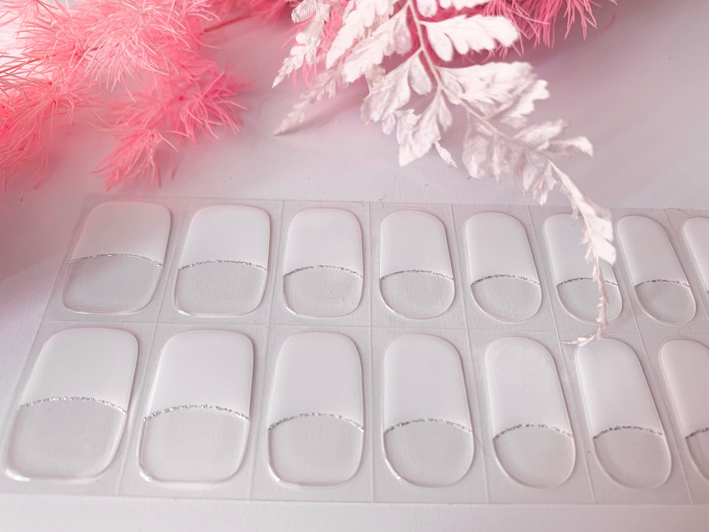 Silver Lining French Tip Semi-Cured Gel Nail Wrap