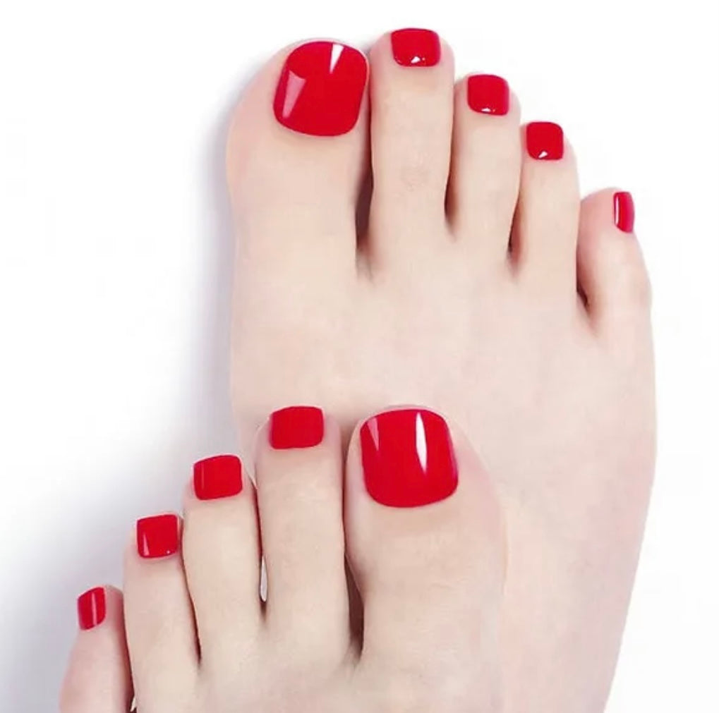 Cherry Red Semi-Cured Gel Pedicure Wrap