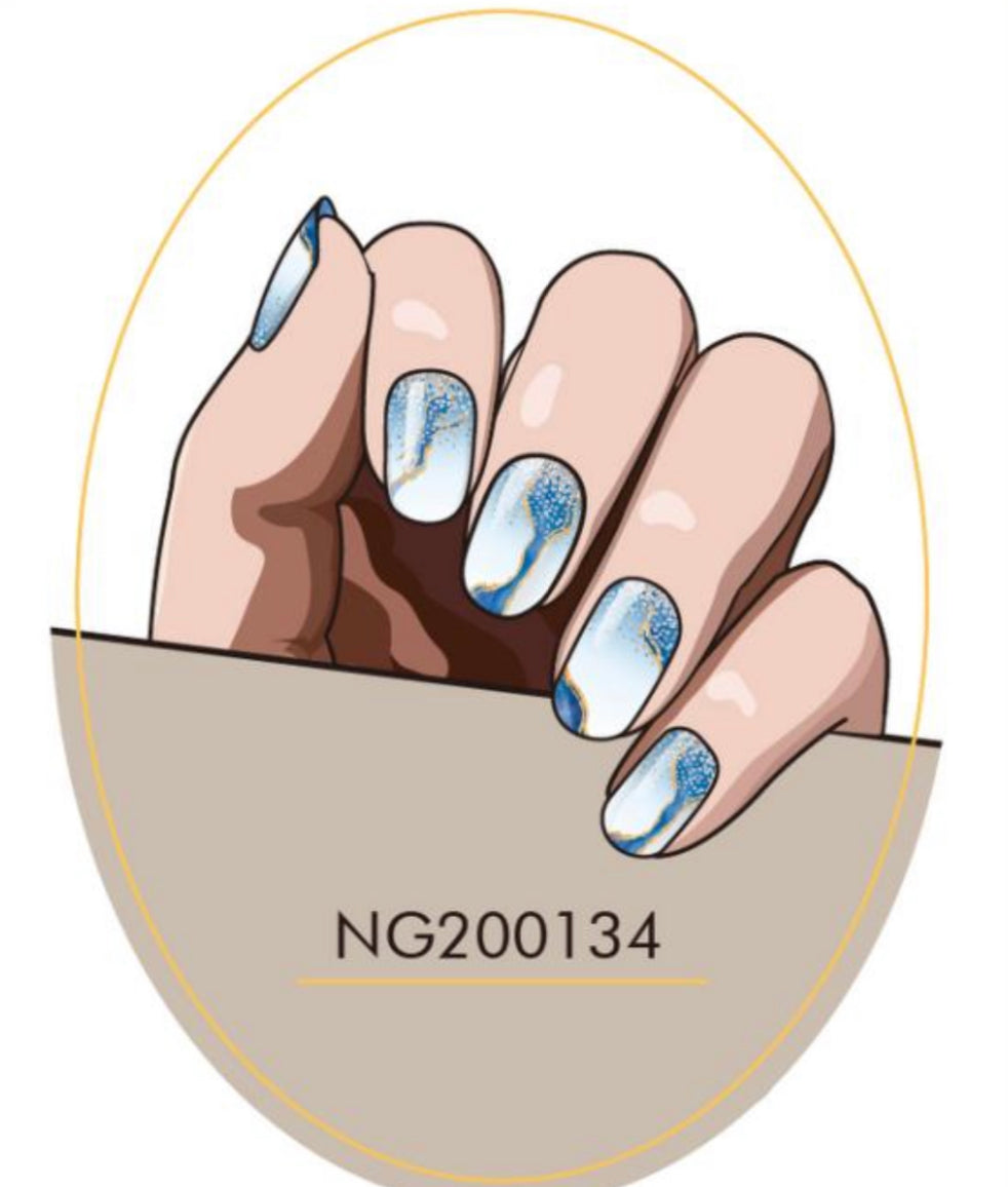 Marbled Kyanite Semi-Cured Gel Nail Wrap