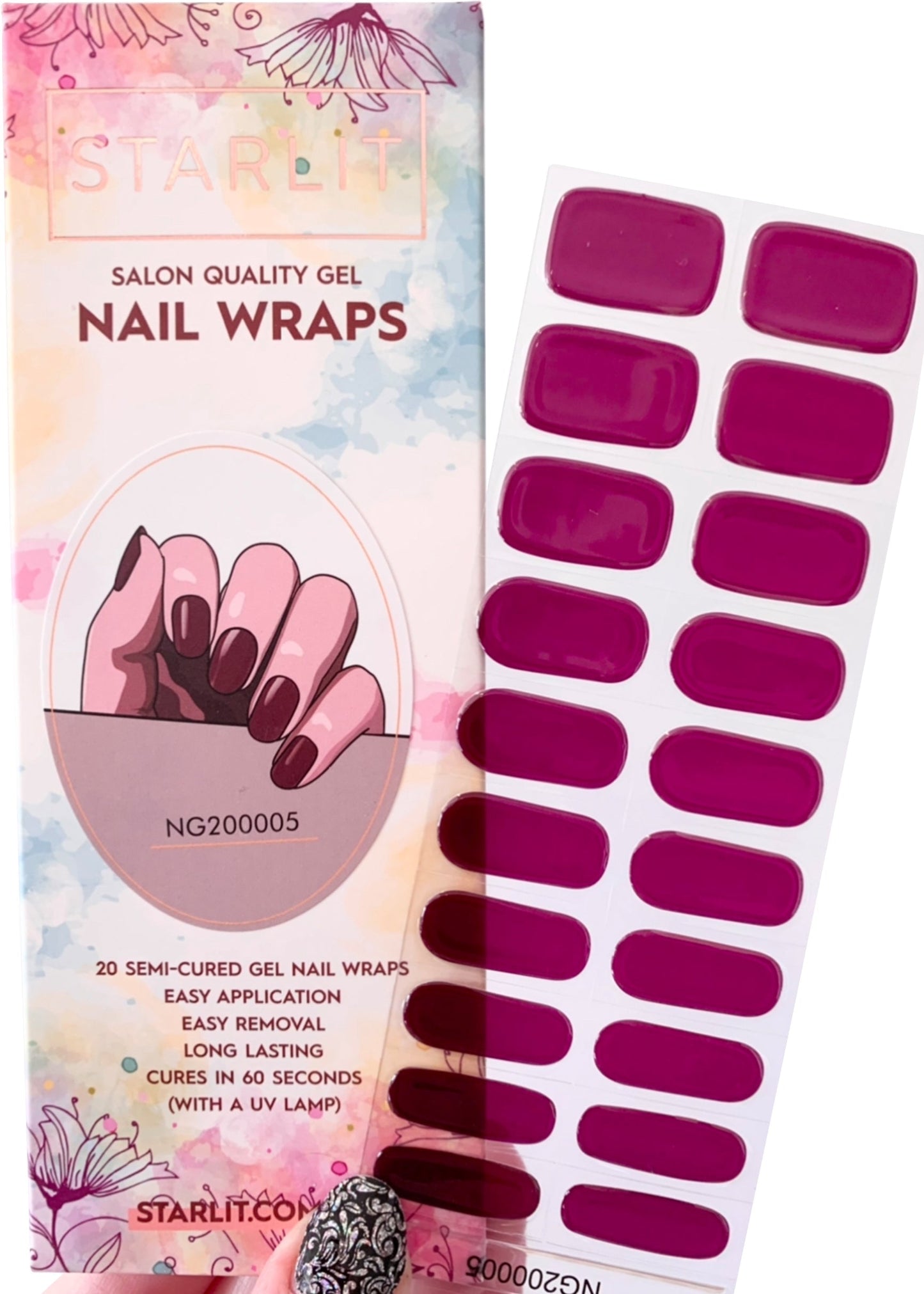 Black Cherry Merlot Semi-Cured Gel Nail Wrap