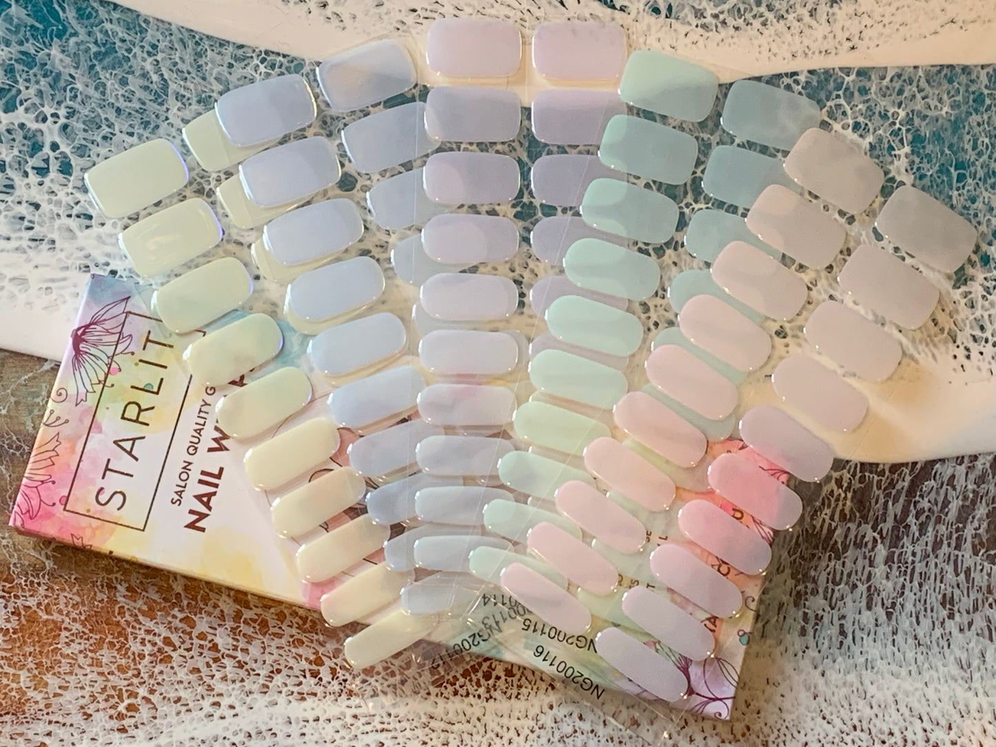 Glazed Donut Iridescent Cream to Blue Semi-Cured Gel Nail Wrap