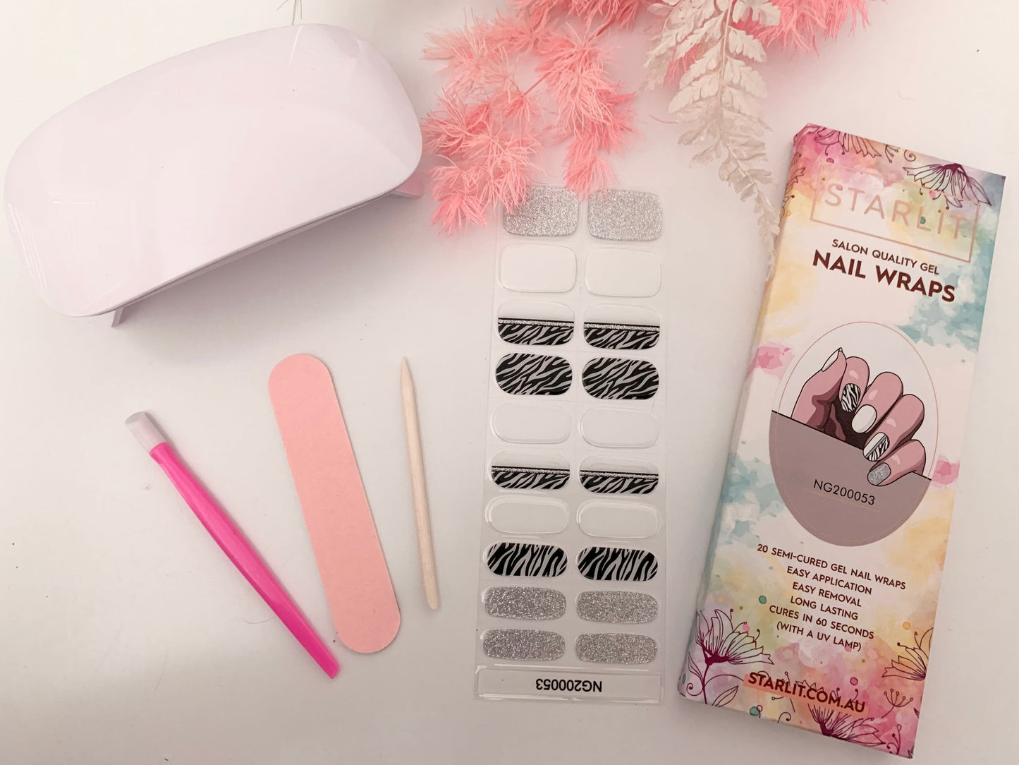 Zebra Diva Semi-Cured Gel Nail Wrap