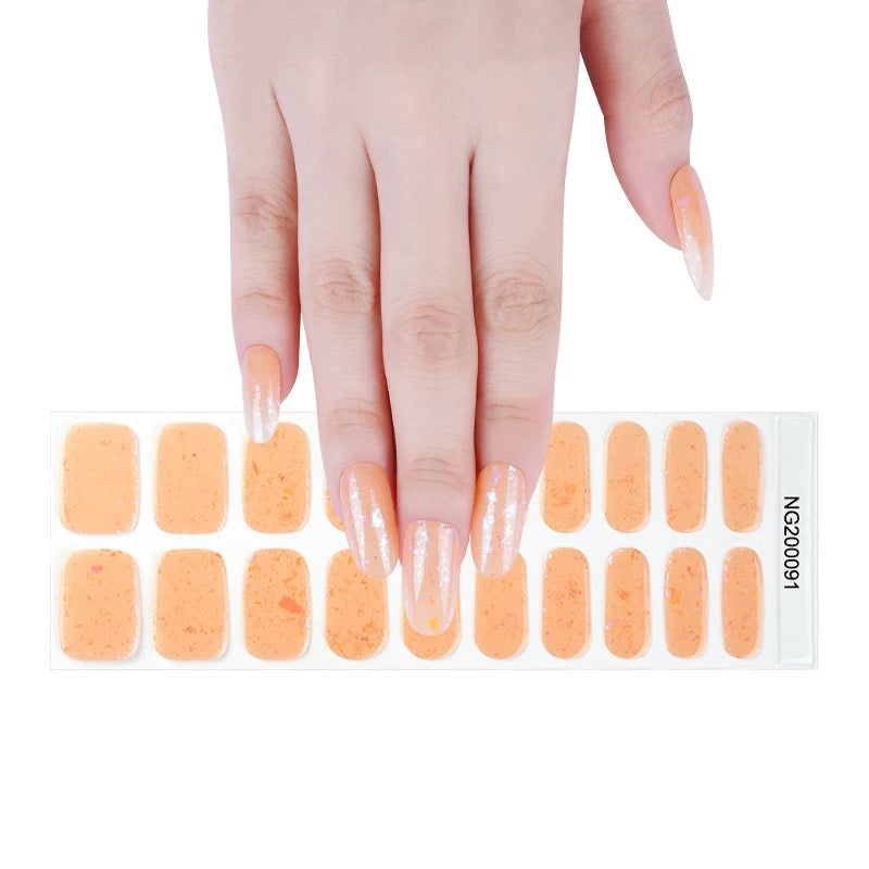 Peach Flakies Semi-Cured Gel Nail Wrap