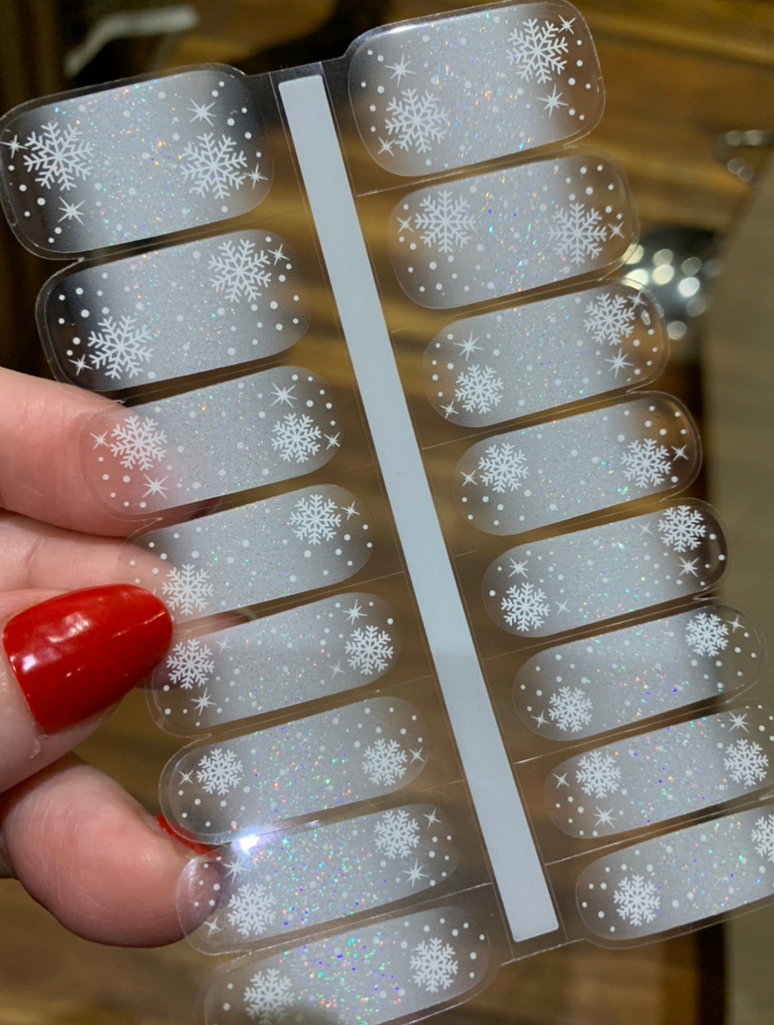 Shimmering Snowflakes Semi-Cured Gellies Nail Wrap