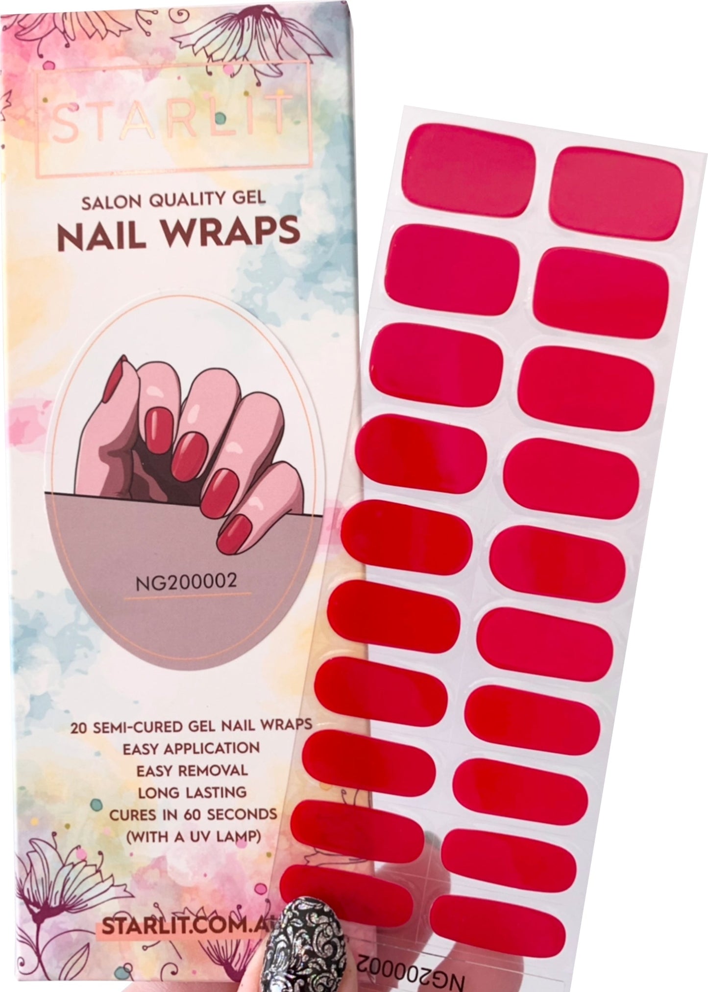 Cherry Red Semi-Cured Gel Nail Wrap