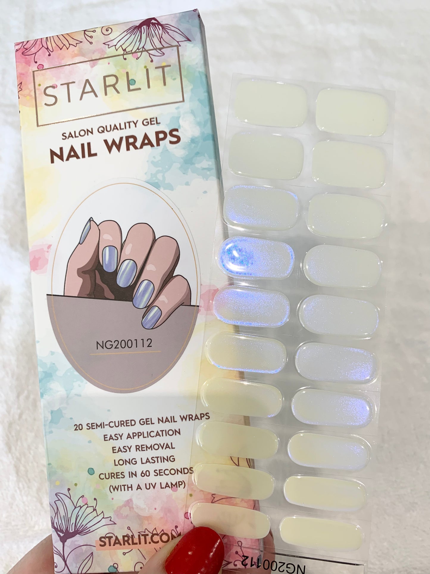 Glazed Donut Iridescent Cream to Blue Semi-Cured Gel Nail Wrap
