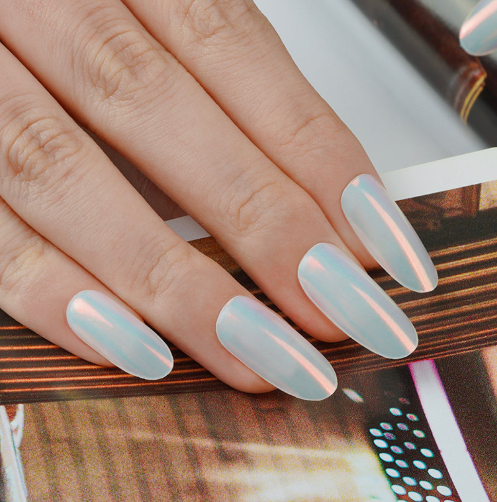 Glazed Donut Iridescent Blue to Orange/Red Semi-Cured Gel Nail Wrap