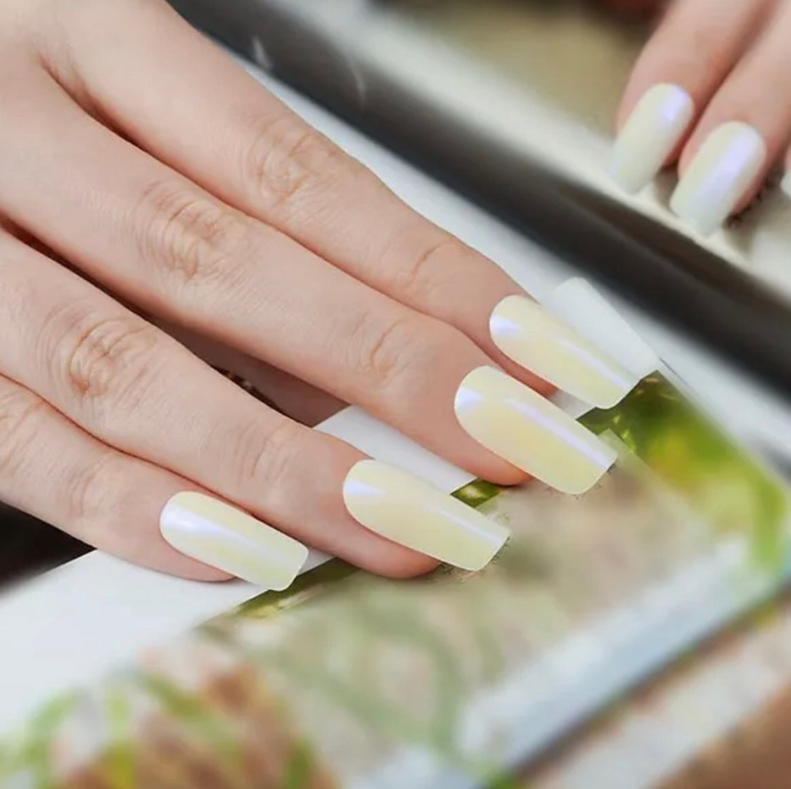 Glazed Donut Iridescent Cream to Blue Semi-Cured Gel Nail Wrap