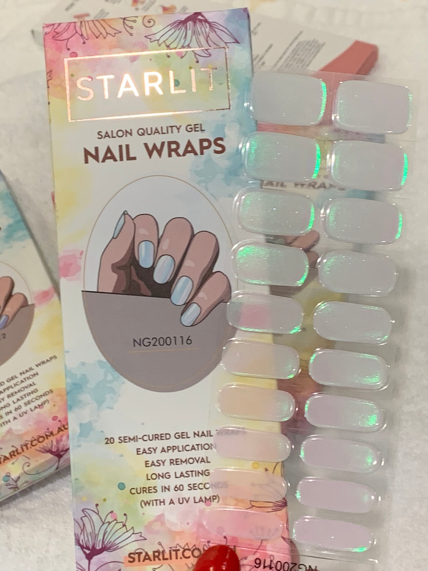 Glazed Donut Iridescent Peach to Green Semi-Cured Gel Nail Wrap