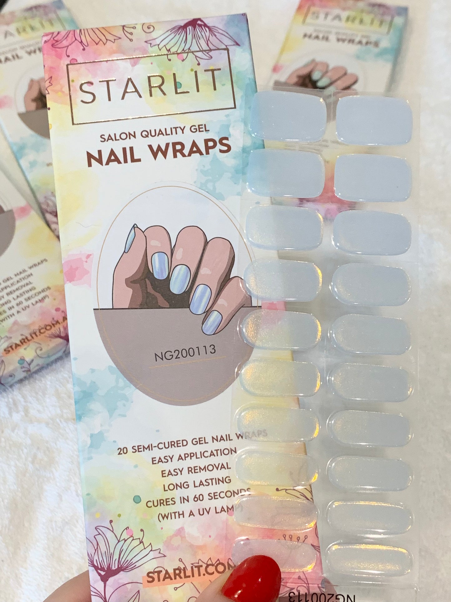 Glazed Donut Iridescent Blue to Champagne Semi-Cured Gel Nail Wrap
