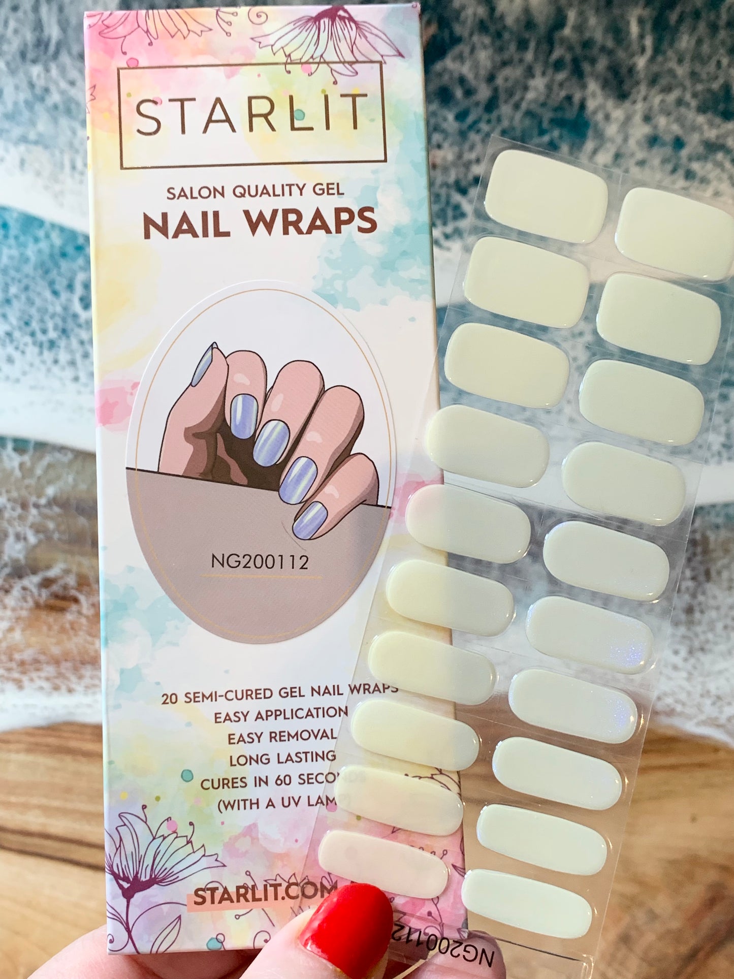 Glazed Donut Iridescent Cream to Blue Semi-Cured Gel Nail Wrap