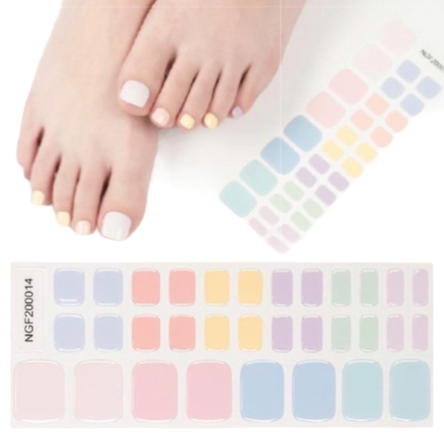 Rainbow Pastels Semi-Cured Gel Pedicure Wrap