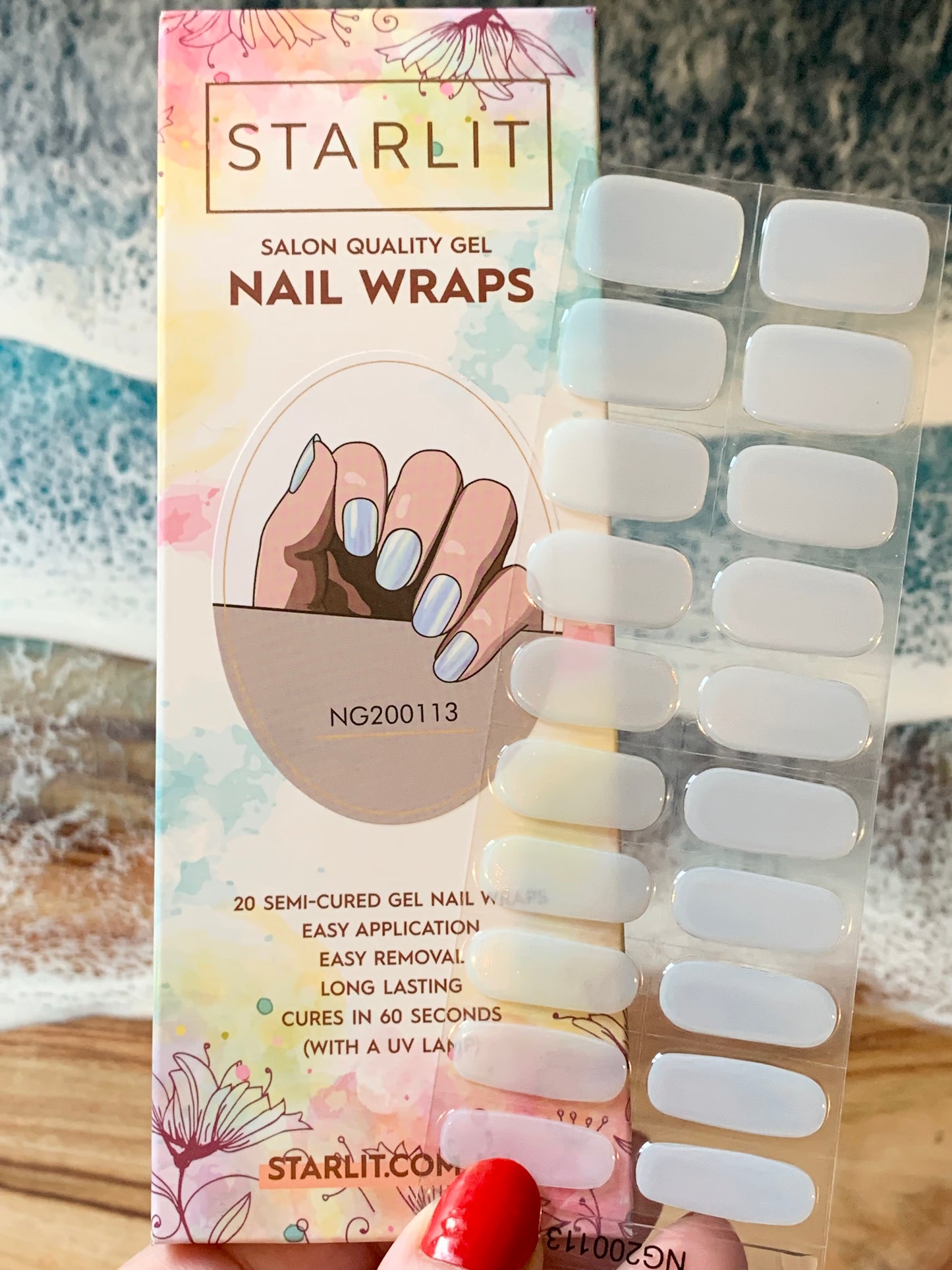 Glazed Donut Iridescent Blue to Champagne Semi-Cured Gel Nail Wrap