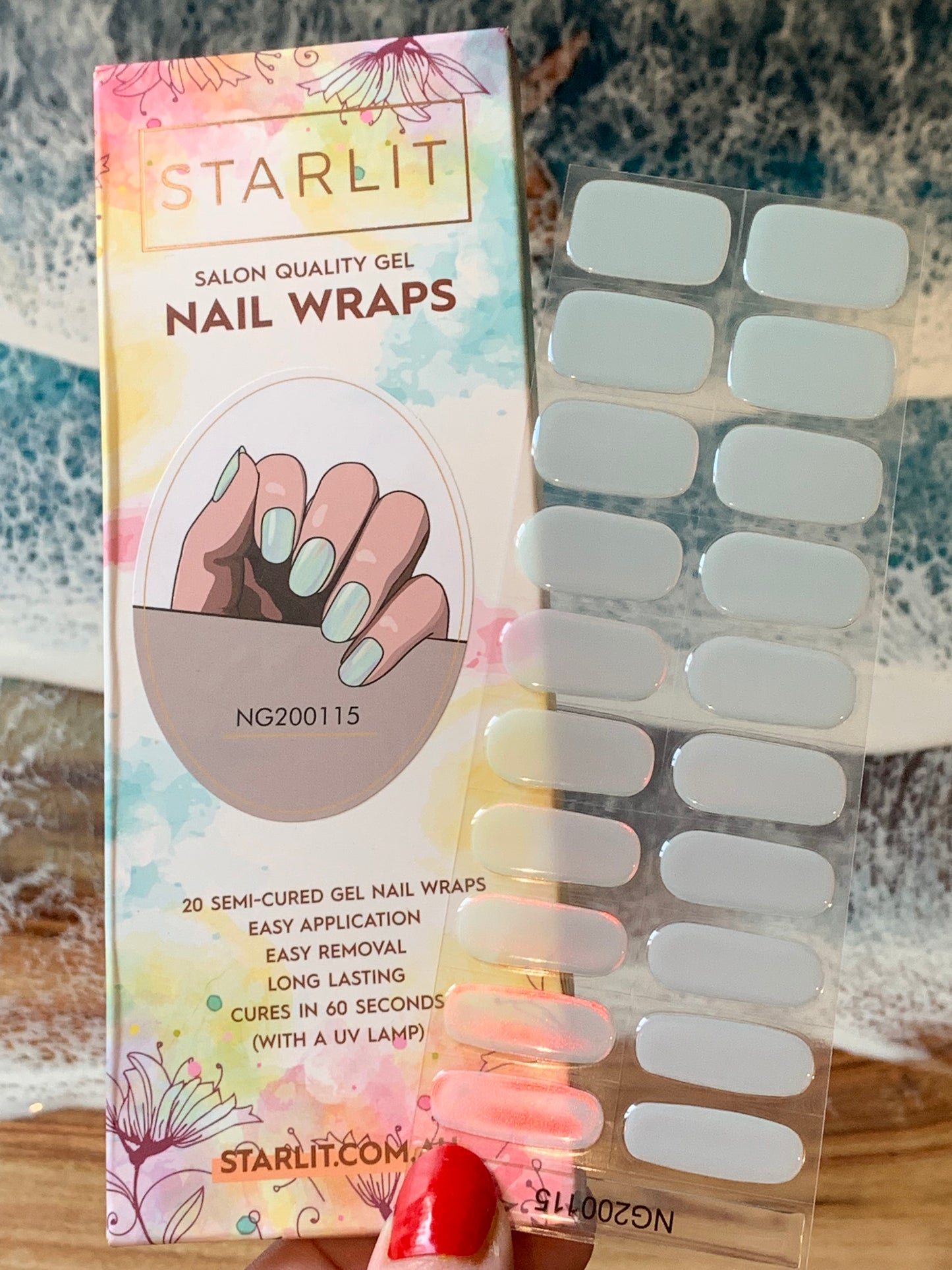 Glazed Donut Iridescent Blue to Orange/Red Semi-Cured Gel Nail Wrap