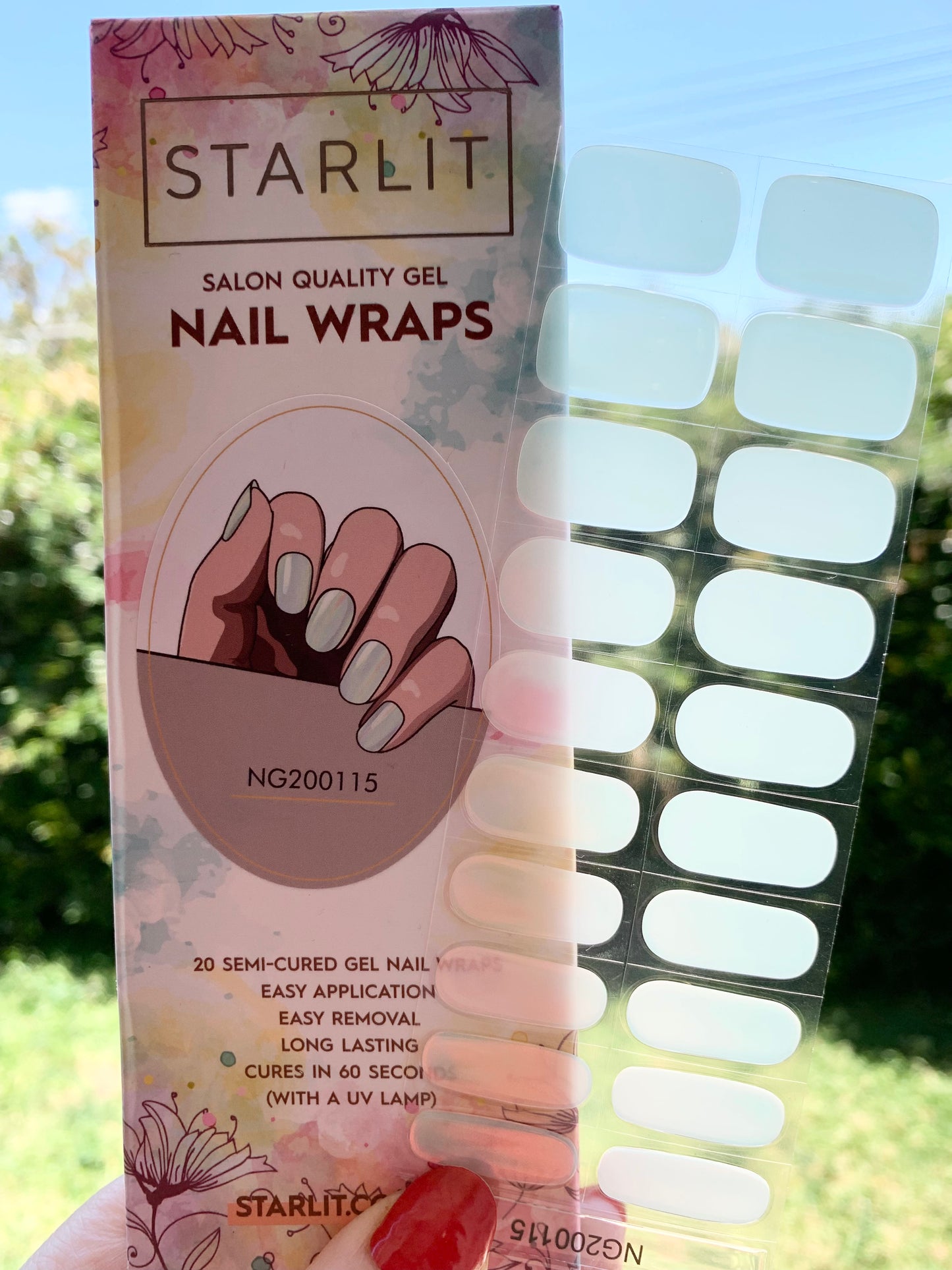 Glazed Donut Iridescent Blue to Orange/Red Semi-Cured Gel Nail Wrap