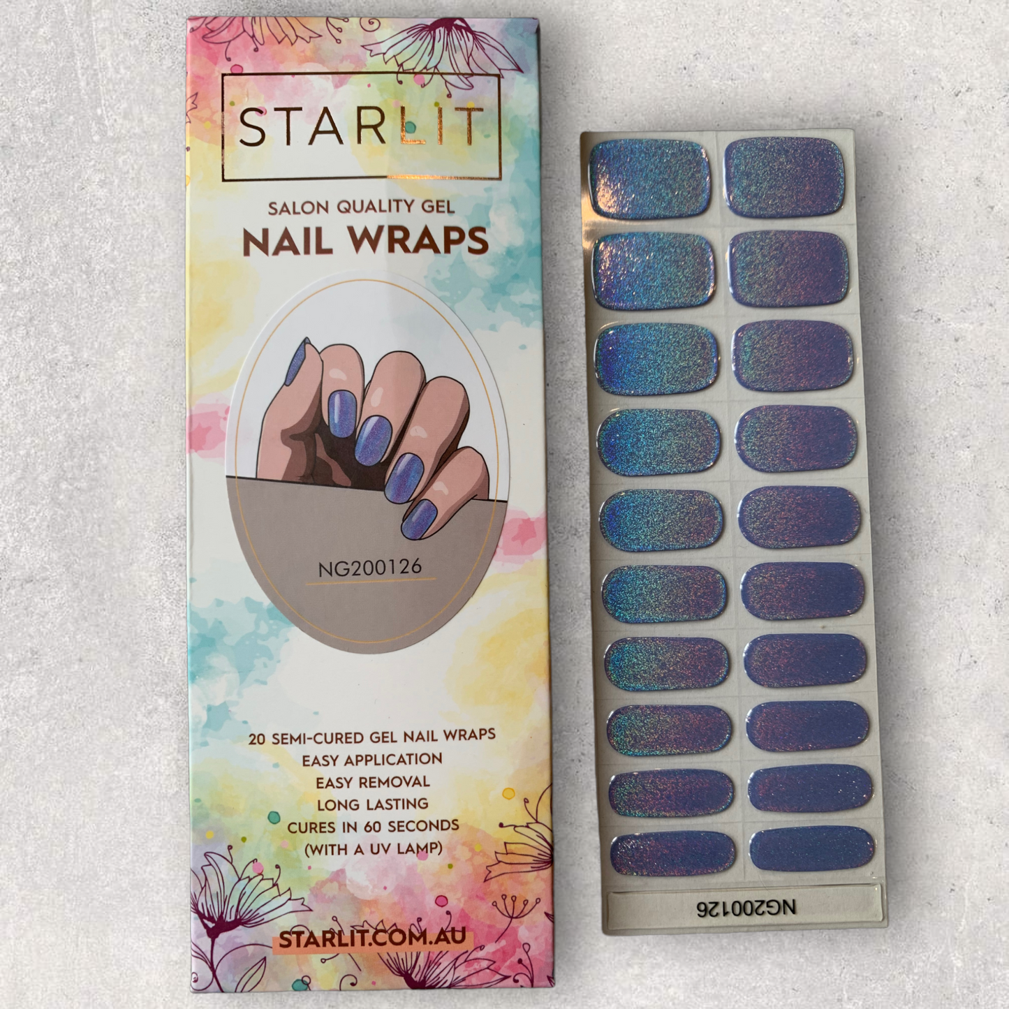 Dazzling Blurple Holographic Semi-Cured Gel Nail Wrap