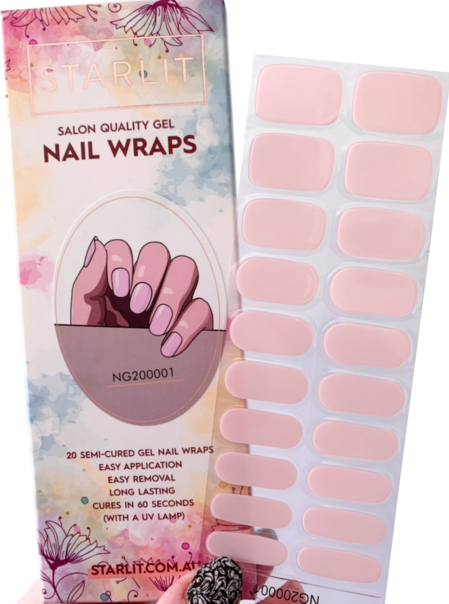 Palest Pink Semi-Cured Gel Nail Wrap km