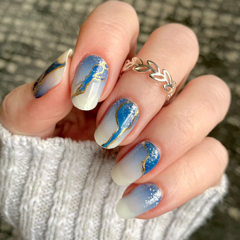 Marbled Kyanite Semi-Cured Gel Nail Wrap