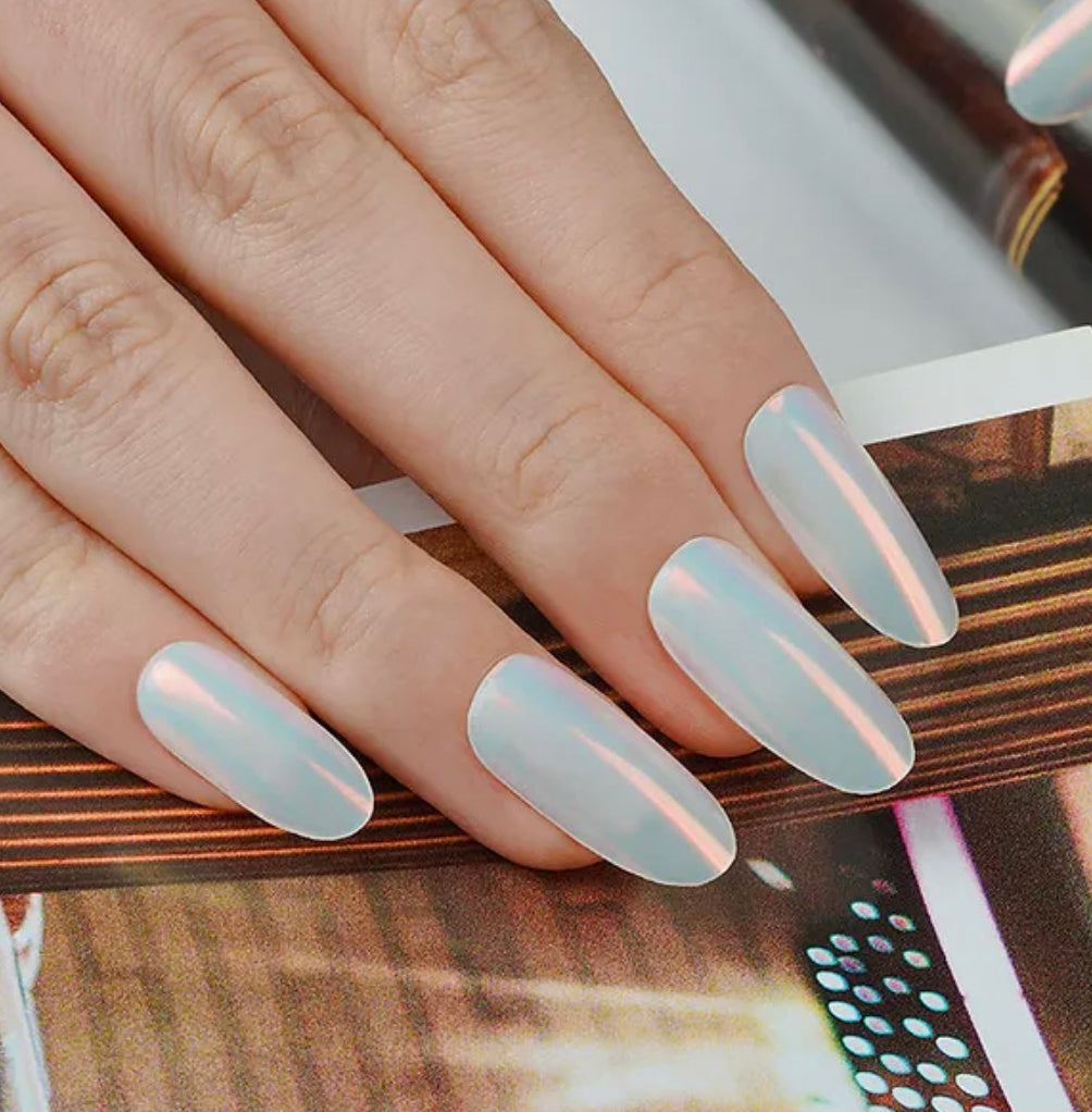 Glazed Donut Iridescent Peach to Green Semi-Cured Gel Nail Wrap