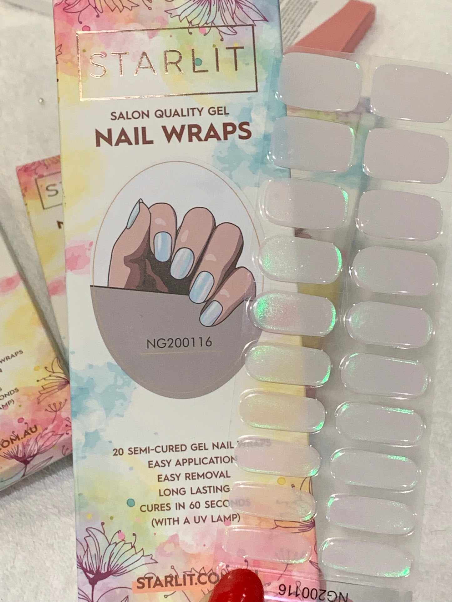Glazed Donut Iridescent Peach to Green Semi-Cured Gel Nail Wrap