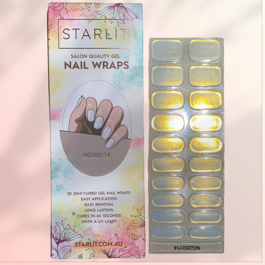 Glazed Donut Iridescent Pink to Champagne and Blue Semi-Cured Gel Nail Wrap