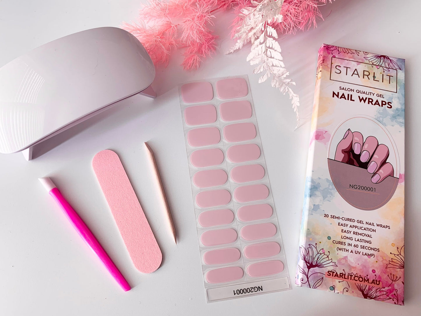 Palest Pink Semi-Cured Gel Nail Wrap km