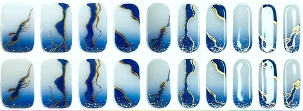 Marbled Kyanite Semi-Cured Gel Nail Wrap