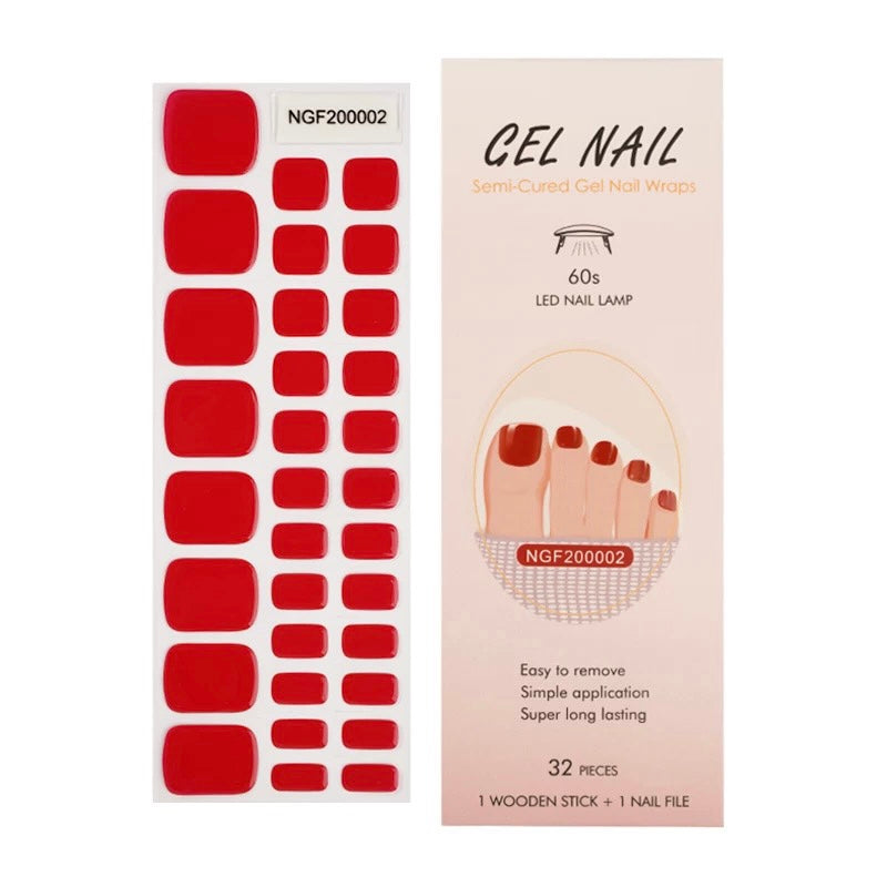 Cherry Red Semi-Cured Gel Pedicure Wrap