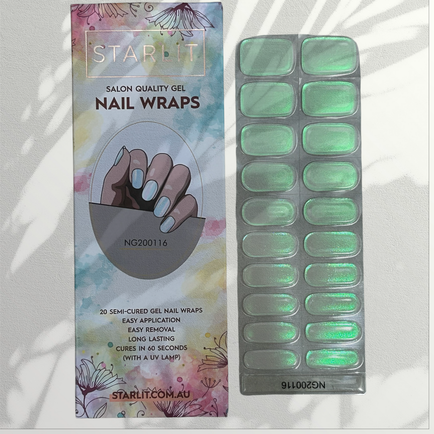 Glazed Donut Iridescent Peach to Green Semi-Cured Gel Nail Wrap
