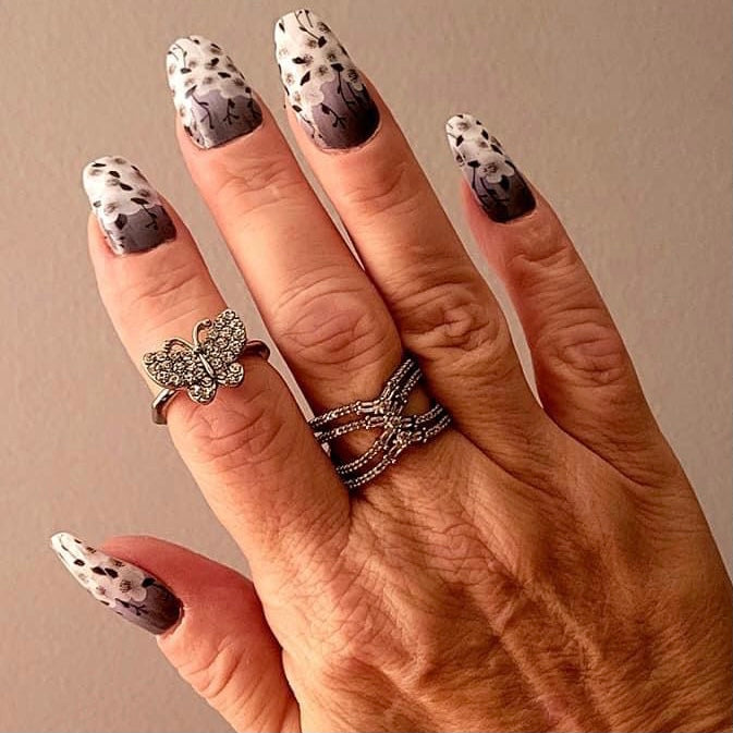 Moody Floral French Tips