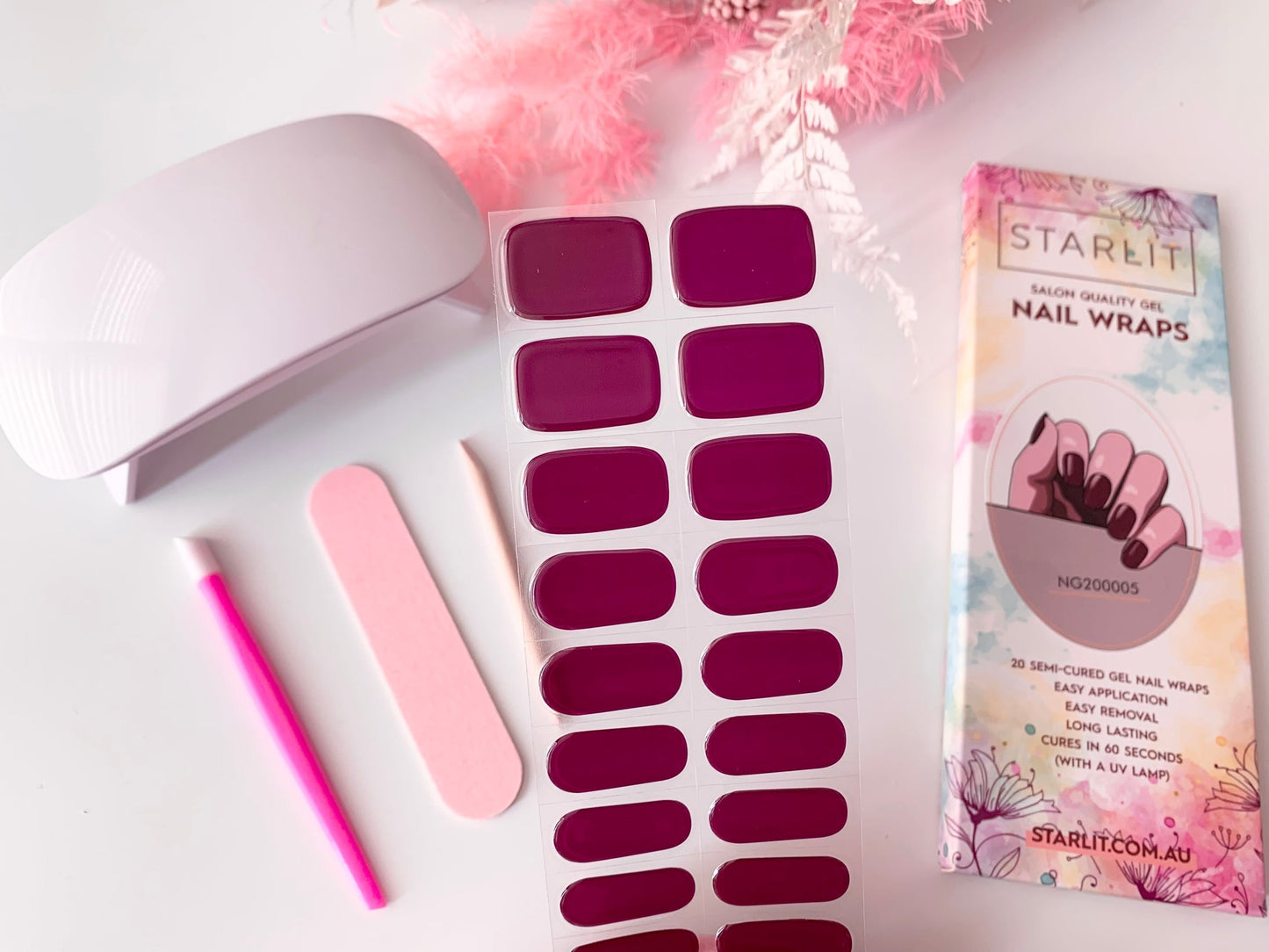 Black Cherry Merlot Semi-Cured Gel Nail Wrap