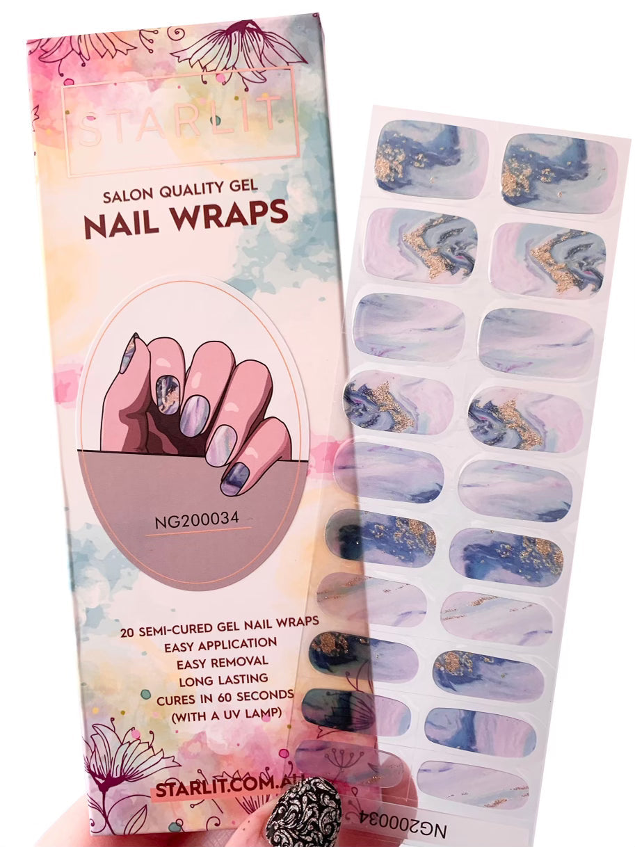 Ocean Marble Semi-Cured Gel Nail Wrap