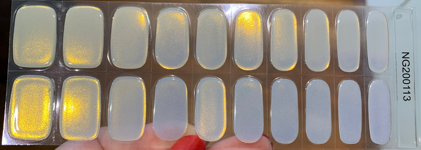 Glazed Donut Iridescent Blue to Champagne Semi-Cured Gel Nail Wrap