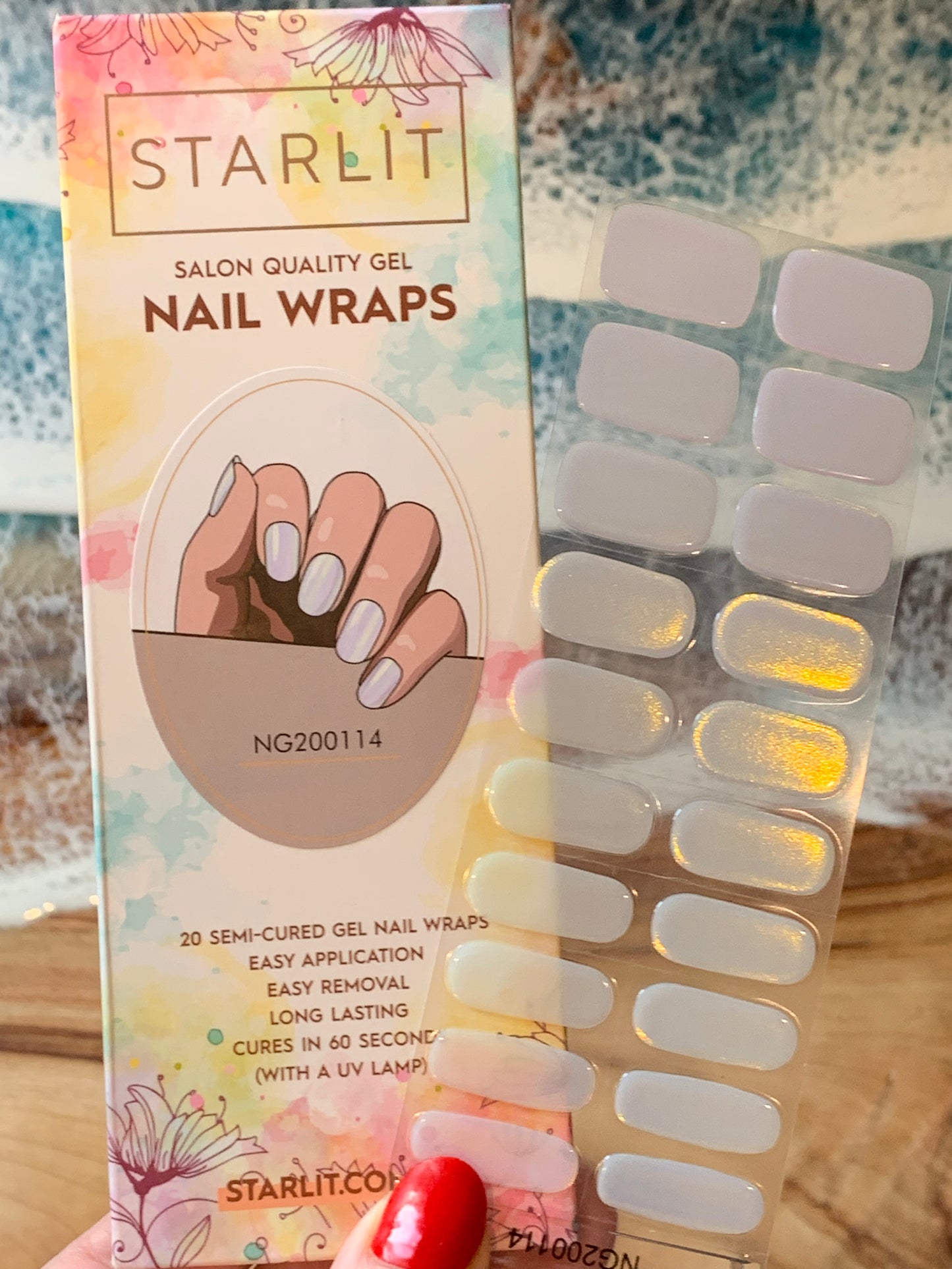 Glazed Donut Iridescent Pink to Champagne and Blue Semi-Cured Gel Nail Wrap