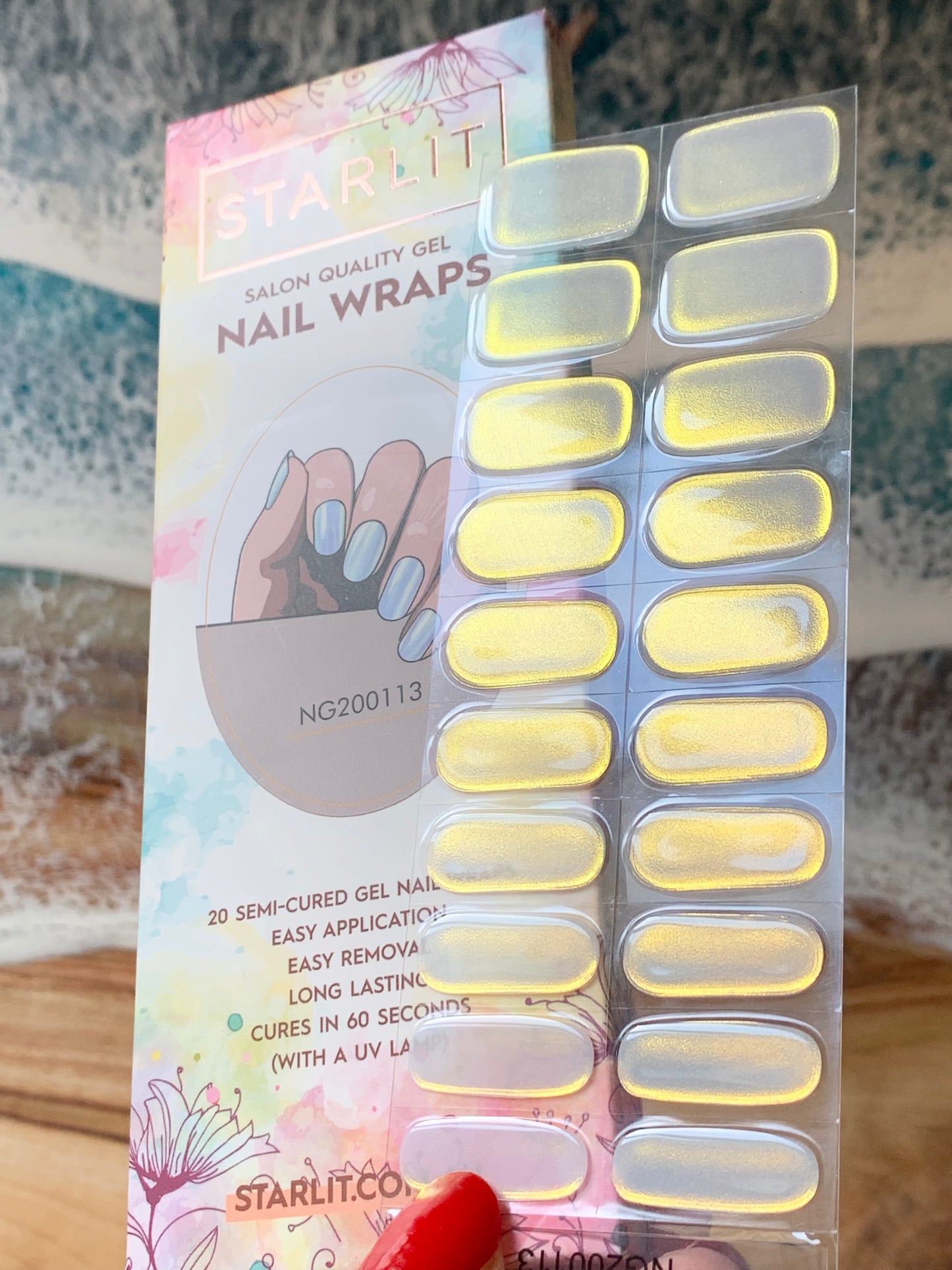 Glazed Donut Iridescent Blue to Champagne Semi-Cured Gel Nail Wrap