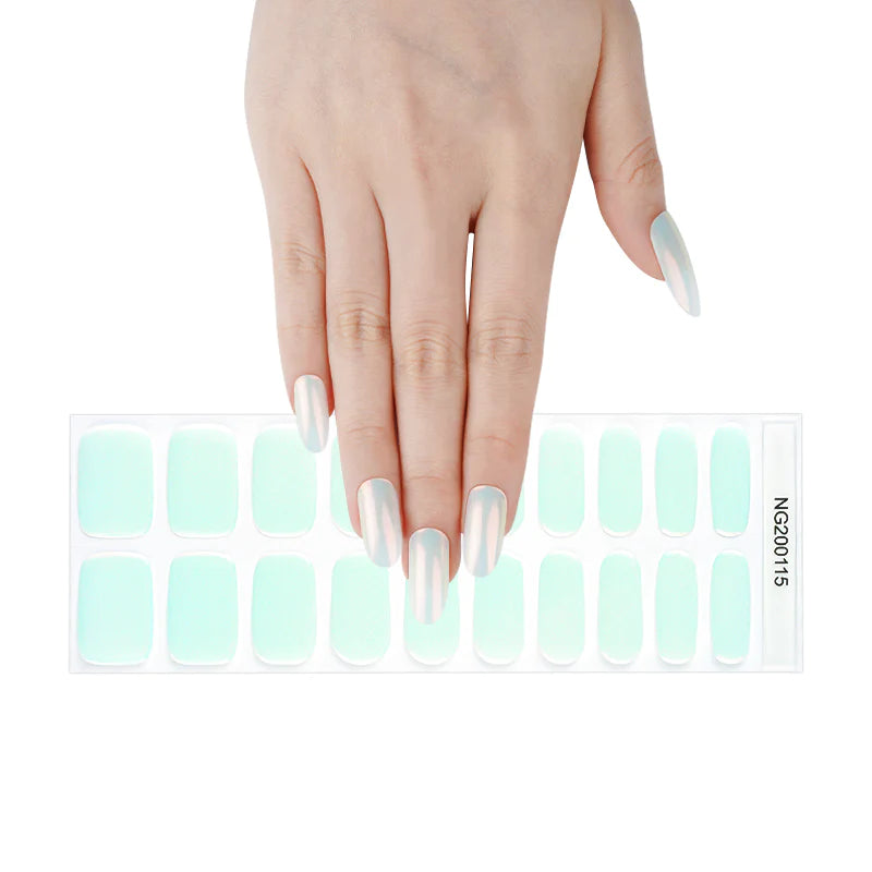 Glazed Donut Iridescent Blue to Orange/Red Semi-Cured Gel Nail Wrap